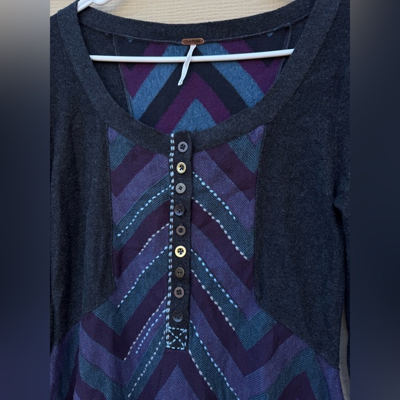 New- Free People Chevron Sweater button down long sleeve - Picture 7 of 10
